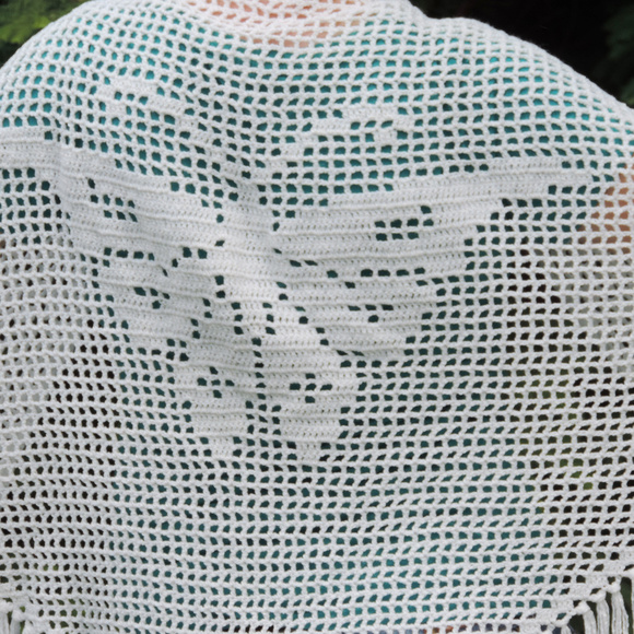 Crocheted White Lace Butterfly Shawl - Picture 2 of 6